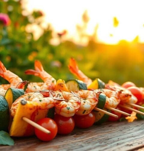 Grilled Shrimp Skewers with Vegetables