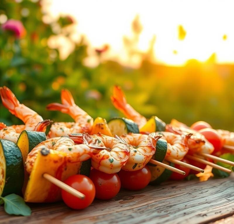 Grilled Shrimp Skewers with Vegetables